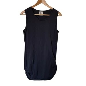 Planet by Lauren G Tank Top Women One Size Grey Excellent Ruched Cotton Tunic